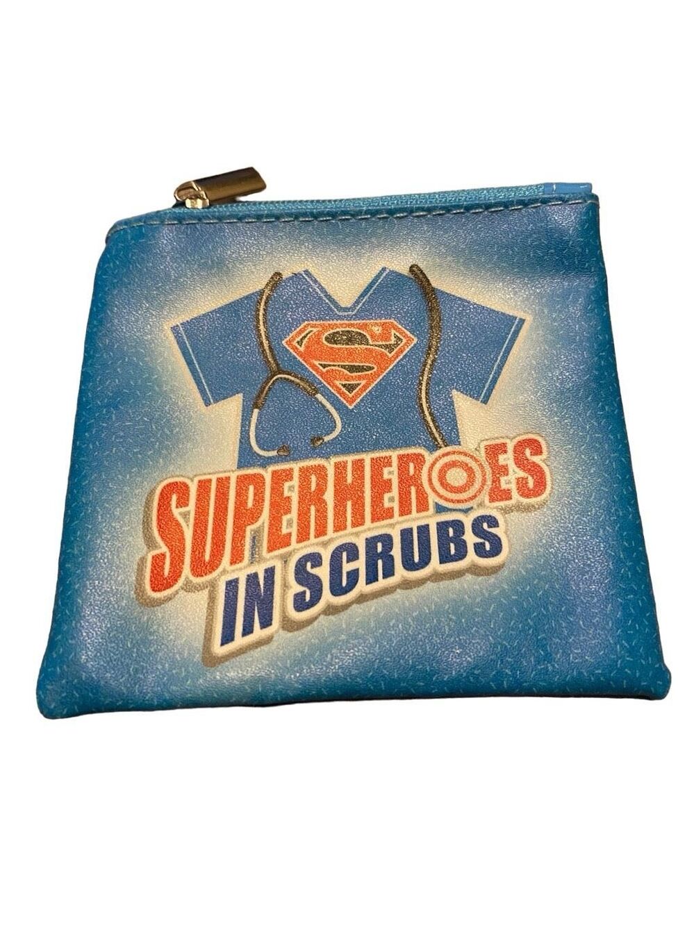 Superheroes In Scrubs Coin Purse Pouch Medical Field Essential Workers Healthcar